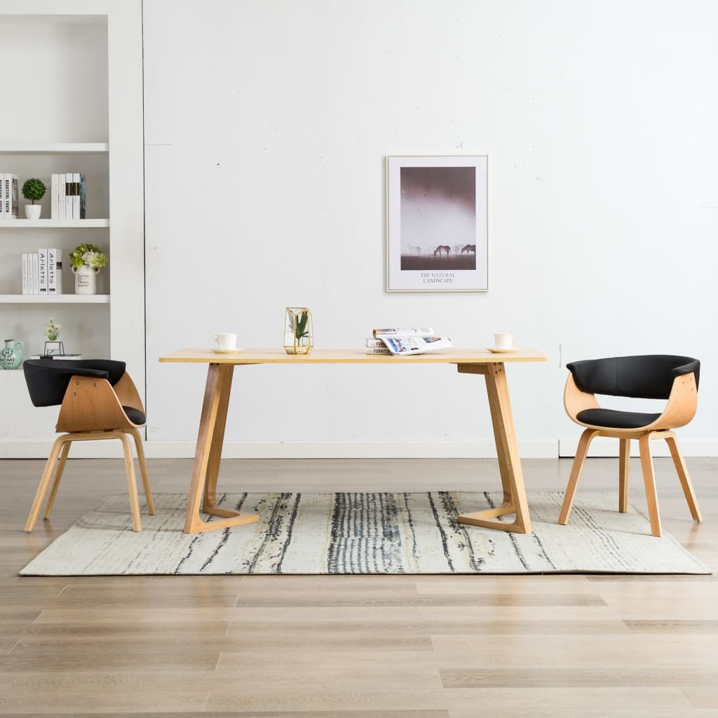 Dining Chairs 2 pcs Black Bent Wood and Leather - 59.5×51×72cm