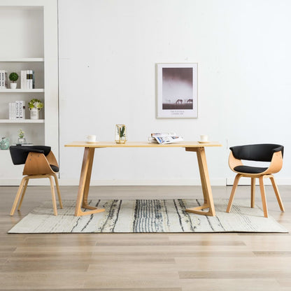 Dining Chairs 2 pcs Black Bent Wood and Leather - 59.5×51×72cm
