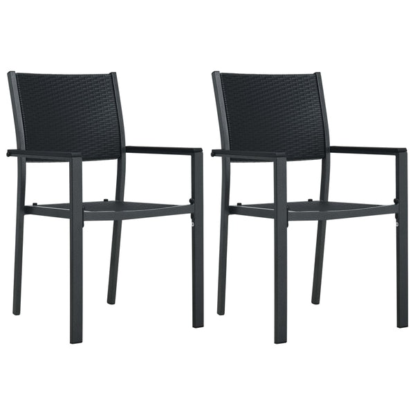  Garden Chairs 2 pcs Black Plastic Rattan Look