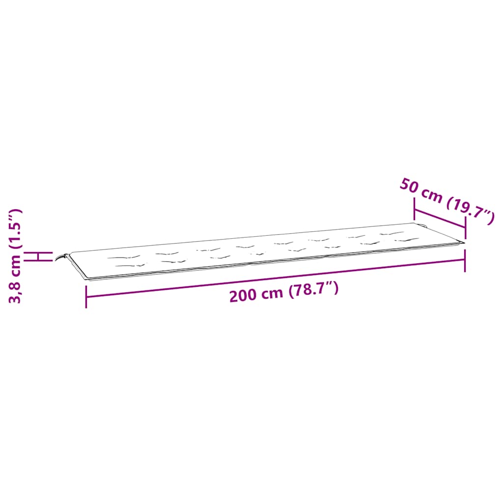 Garden Bench Cushion 200x50cm Grey Oxford | HomeAndLiving