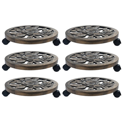 Plant Trolleys 6 pcs Bronze 38 cm Plastic
