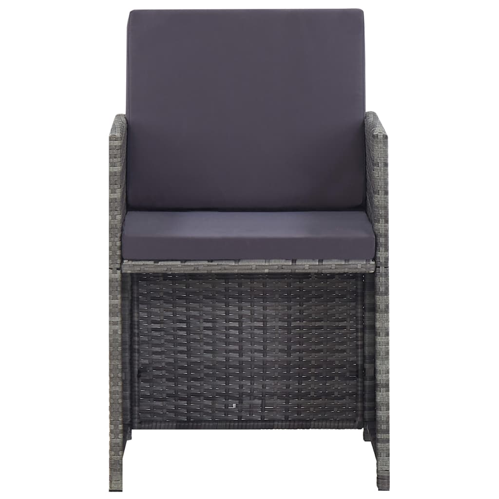 9 Piece Outdoor Dining Set Poly Rattan and Acacia Wood Anthracite