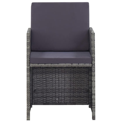 9 Piece Outdoor Dining Set Poly Rattan and Acacia Wood Anthracite
