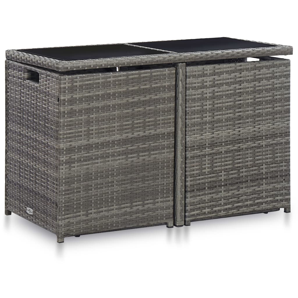 3 Piece Bistro Set with Cushions Poly Rattan Grey - 53×57×85cm