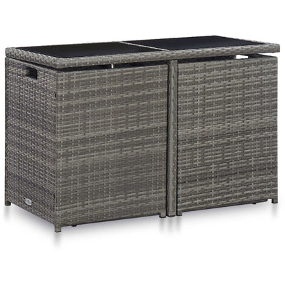 3 Piece Bistro Set with Cushions Poly Rattan Grey - 53×57×85cm