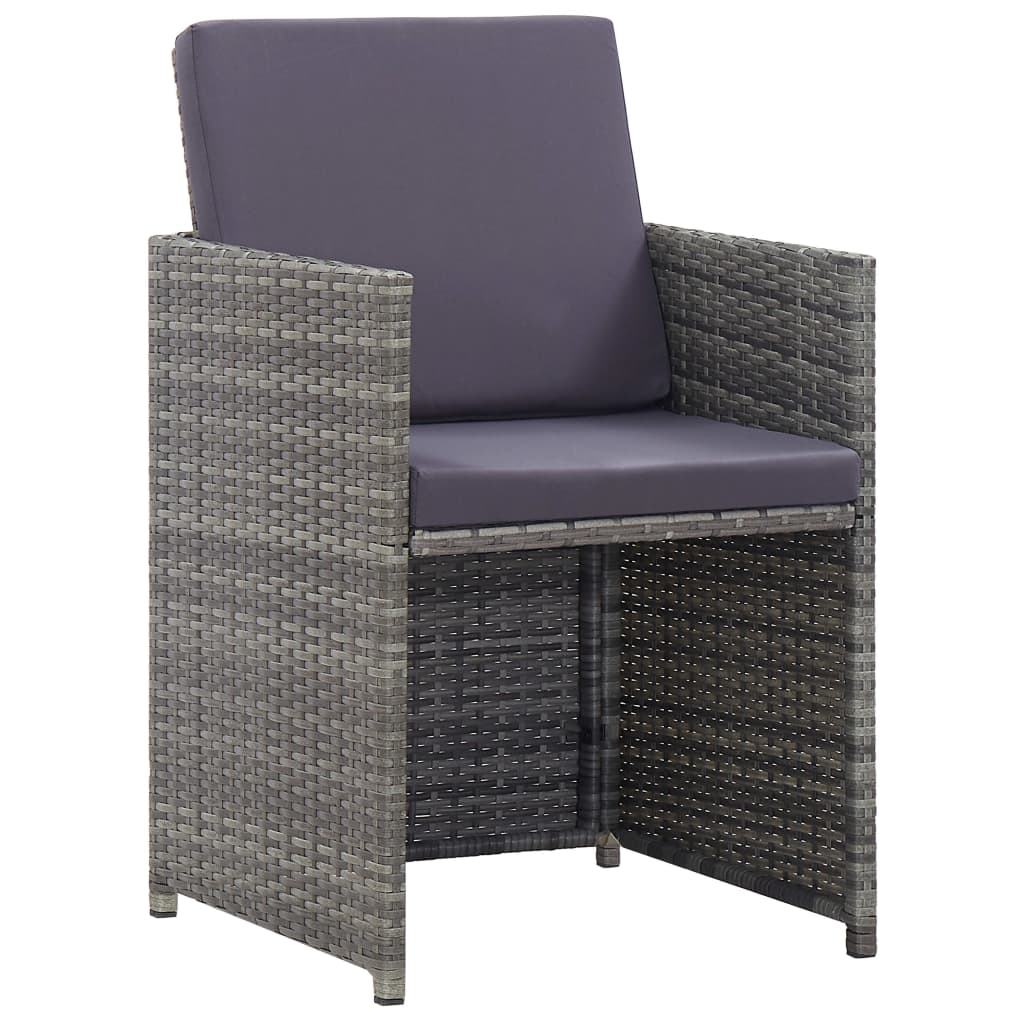 3 Piece Bistro Set with Cushions Poly Rattan Grey - 53×57×85cm