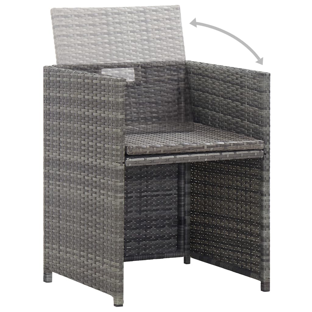 3 Piece Bistro Set with Cushions Poly Rattan Grey - 53×57×85cm
