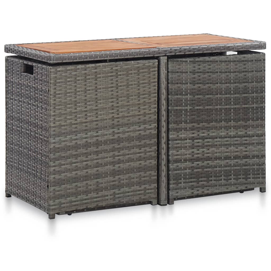3 Piece Bistro Set with Cushions Poly Rattan Grey - 110×53×72cm