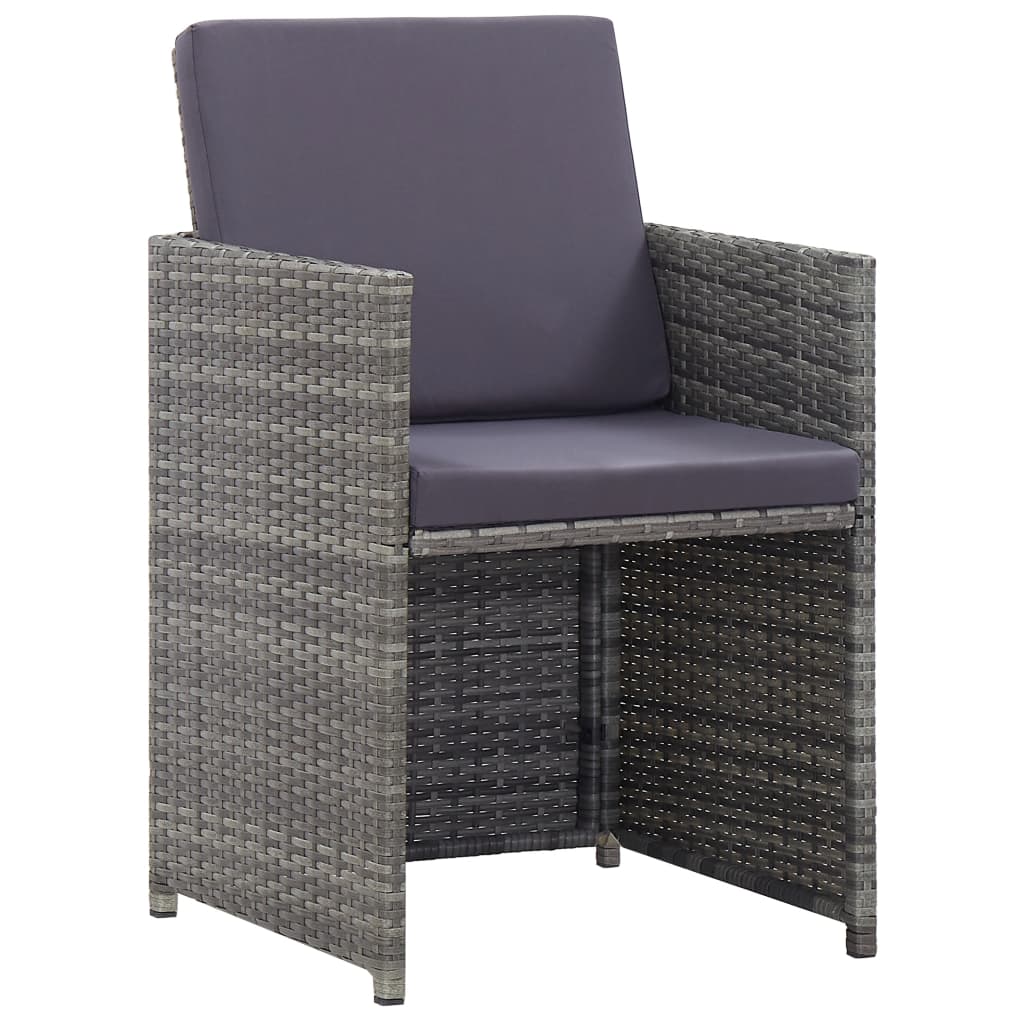 3 Piece Bistro Set with Cushions Poly Rattan Grey - 110×53×72cm