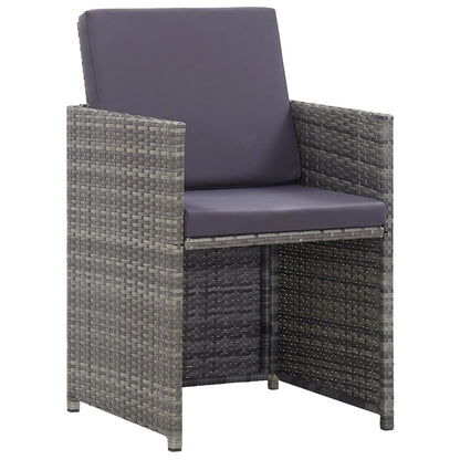 3 Piece Bistro Set with Cushions Poly Rattan Grey - 110×53×72cm