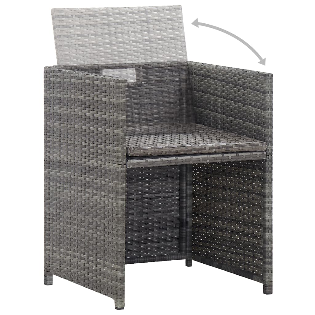 3 Piece Bistro Set with Cushions Poly Rattan Grey - 110×53×72cm