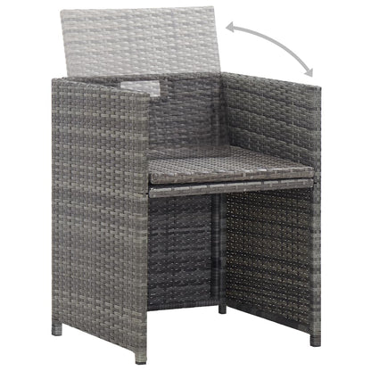 3 Piece Bistro Set with Cushions Poly Rattan Grey - 110×53×72cm