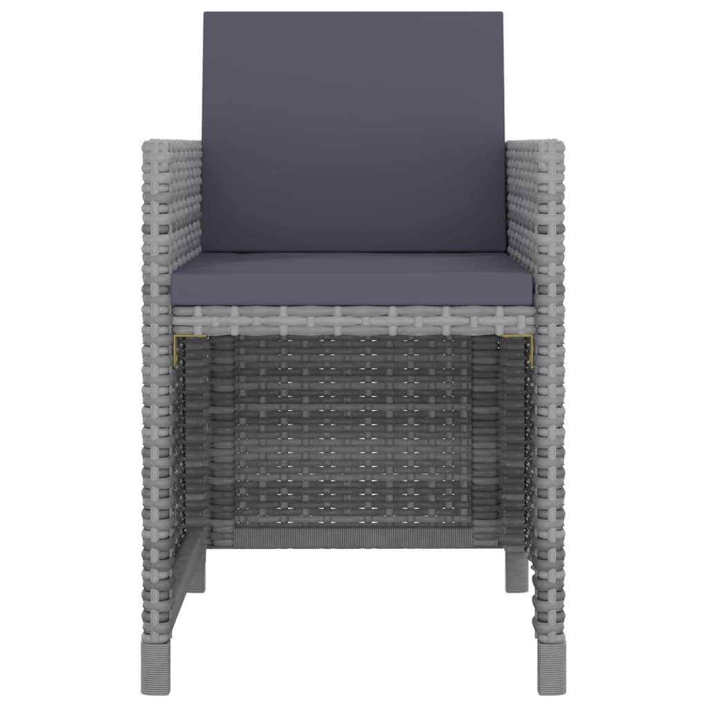 11 Piece Outdoor Dining Set with Cushions Poly Rattan Grey - 167×109×74cm