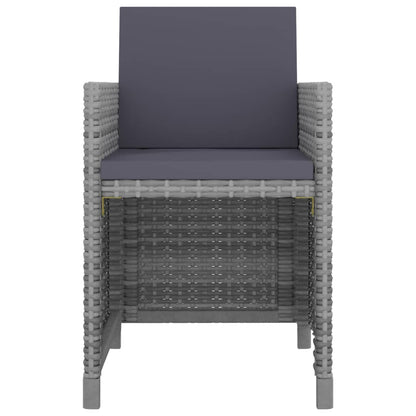 11 Piece Outdoor Dining Set with Cushions Poly Rattan Grey - 167×109×74cm