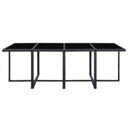 13 Piece Outdoor Dining Set with Cushions Poly Rattan Black - 225×109×74cm