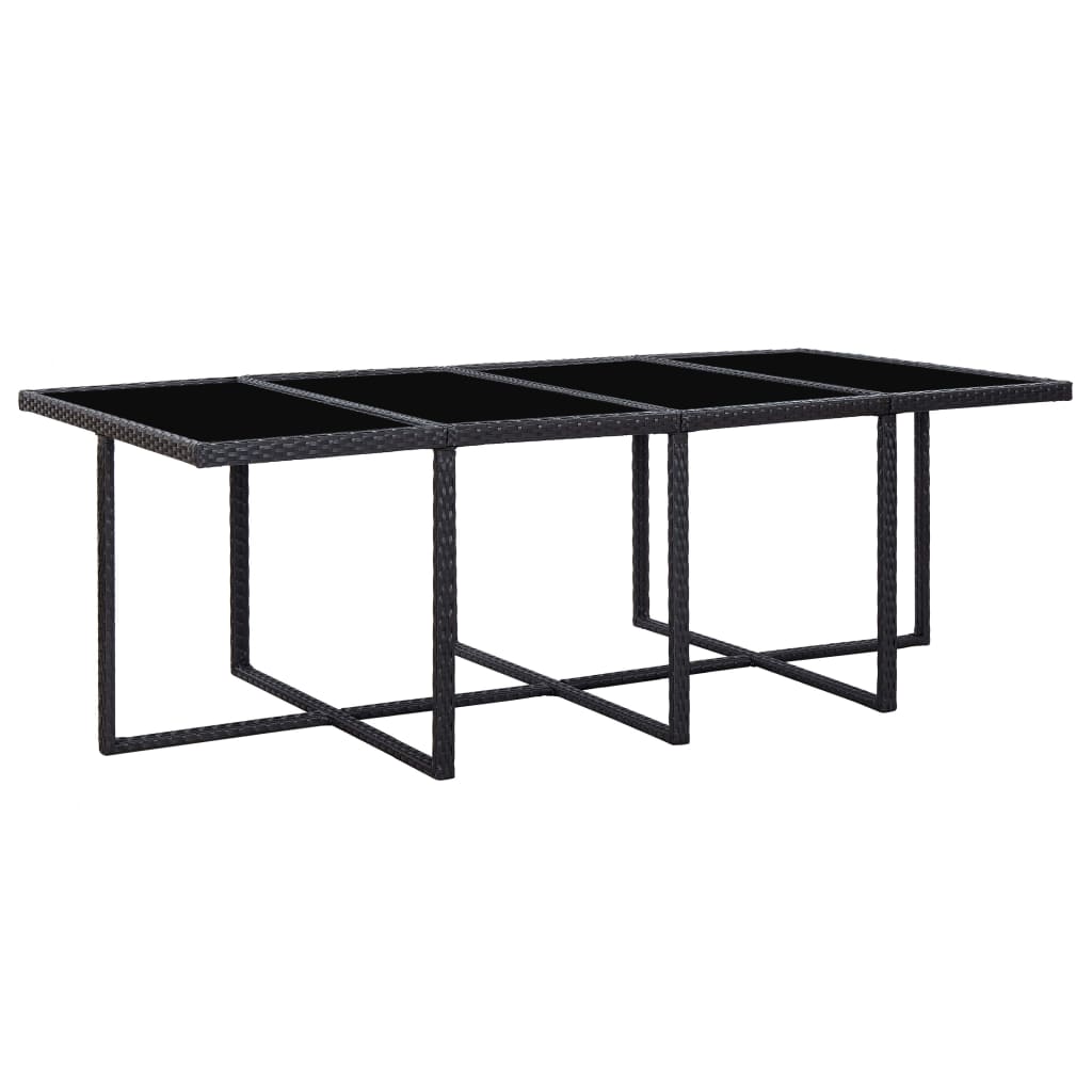 13 Piece Outdoor Dining Set with Cushions Poly Rattan Black - 225×109×74cm
