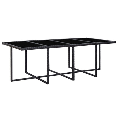 13 Piece Outdoor Dining Set with Cushions Poly Rattan Black - 225×109×74cm