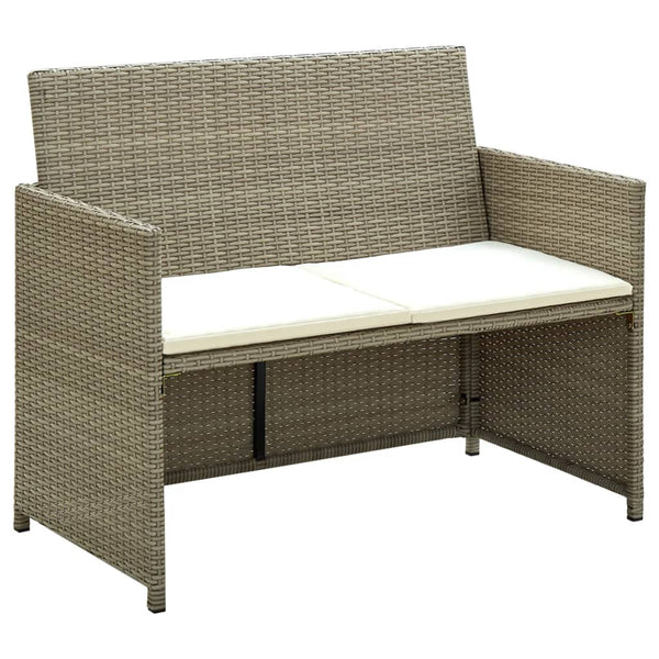  2 Seater Garden Sofa with Cushions Beige Poly Rattan