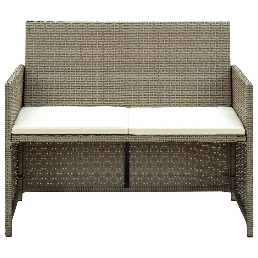 2 Seater Garden Sofa with Cushions Beige Poly Rattan