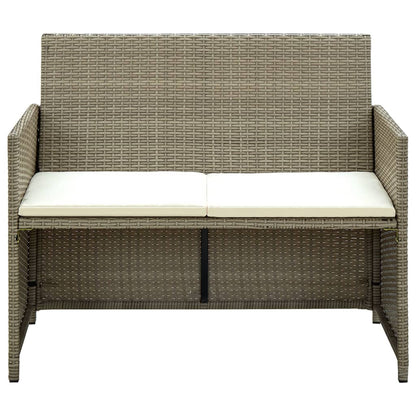 2 Seater Garden Sofa with Cushions Beige Poly Rattan