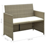 2 Seater Garden Sofa with Cushions Beige Poly Rattan