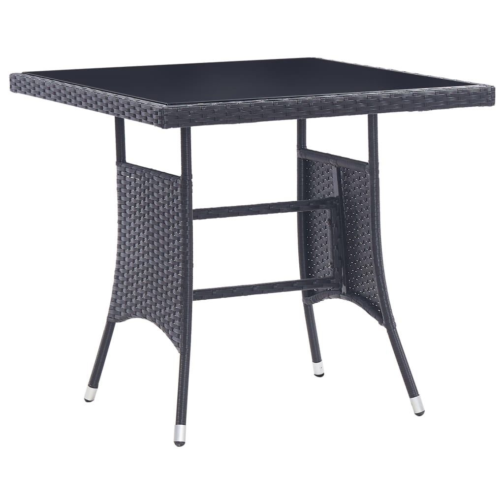 5 Piece Outdoor Dining Set Poly Rattan Black - 80×80×74cm
