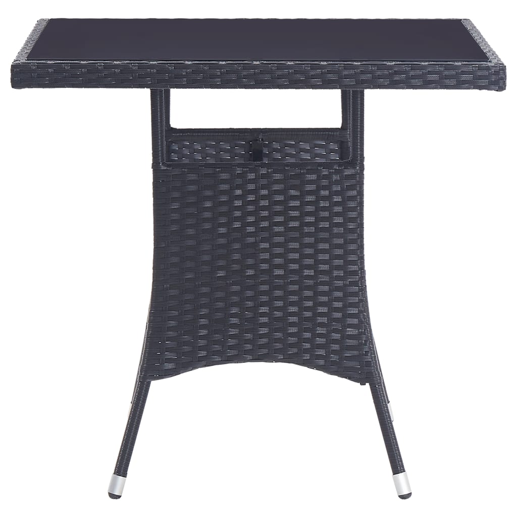 5 Piece Outdoor Dining Set Poly Rattan Black - 80×80×74cm