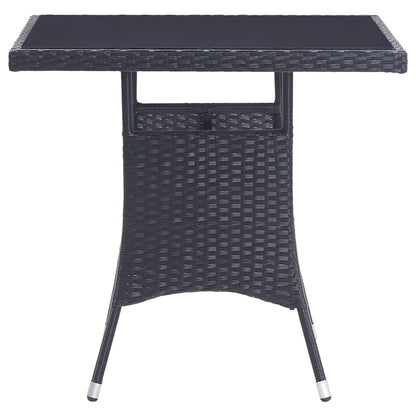 5 Piece Outdoor Dining Set Poly Rattan Black - 80×80×74cm