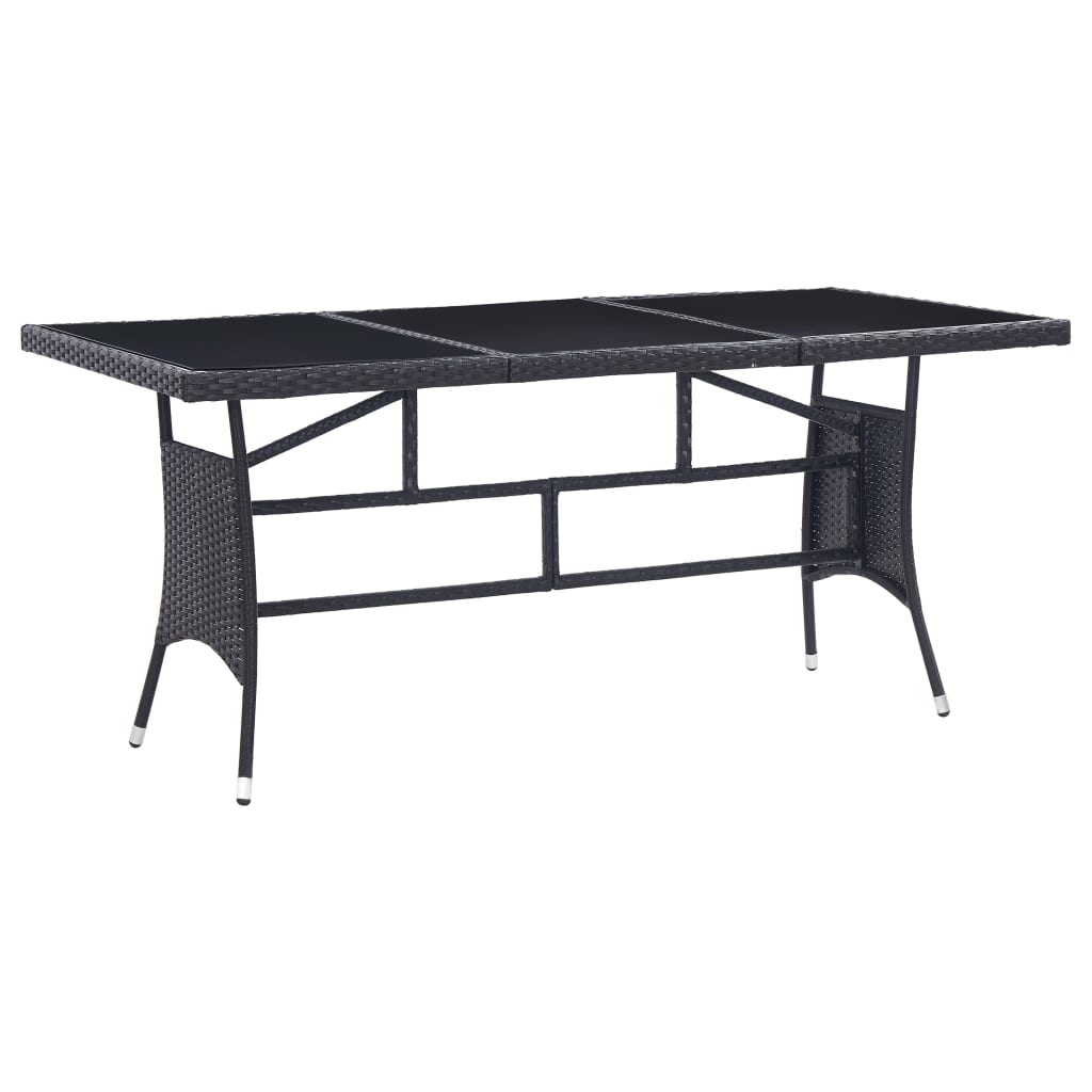 9 Piece Outdoor Dining Set Poly Rattan Black - 170×80×74cm