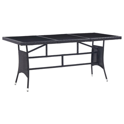 9 Piece Outdoor Dining Set Poly Rattan Black - 170×80×74cm