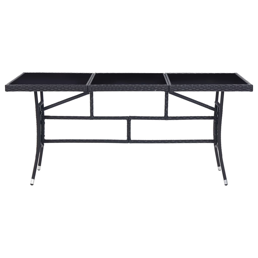 9 Piece Outdoor Dining Set Poly Rattan Black - 170×80×74cm