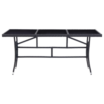 9 Piece Outdoor Dining Set Poly Rattan Black - 170×80×74cm