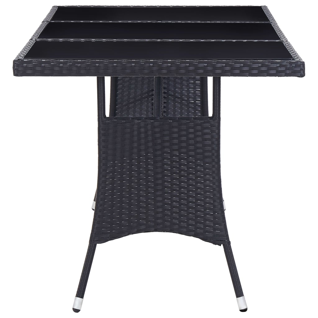 9 Piece Outdoor Dining Set Poly Rattan Black - 170×80×74cm
