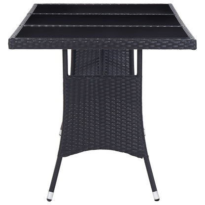 9 Piece Outdoor Dining Set Poly Rattan Black - 170×80×74cm