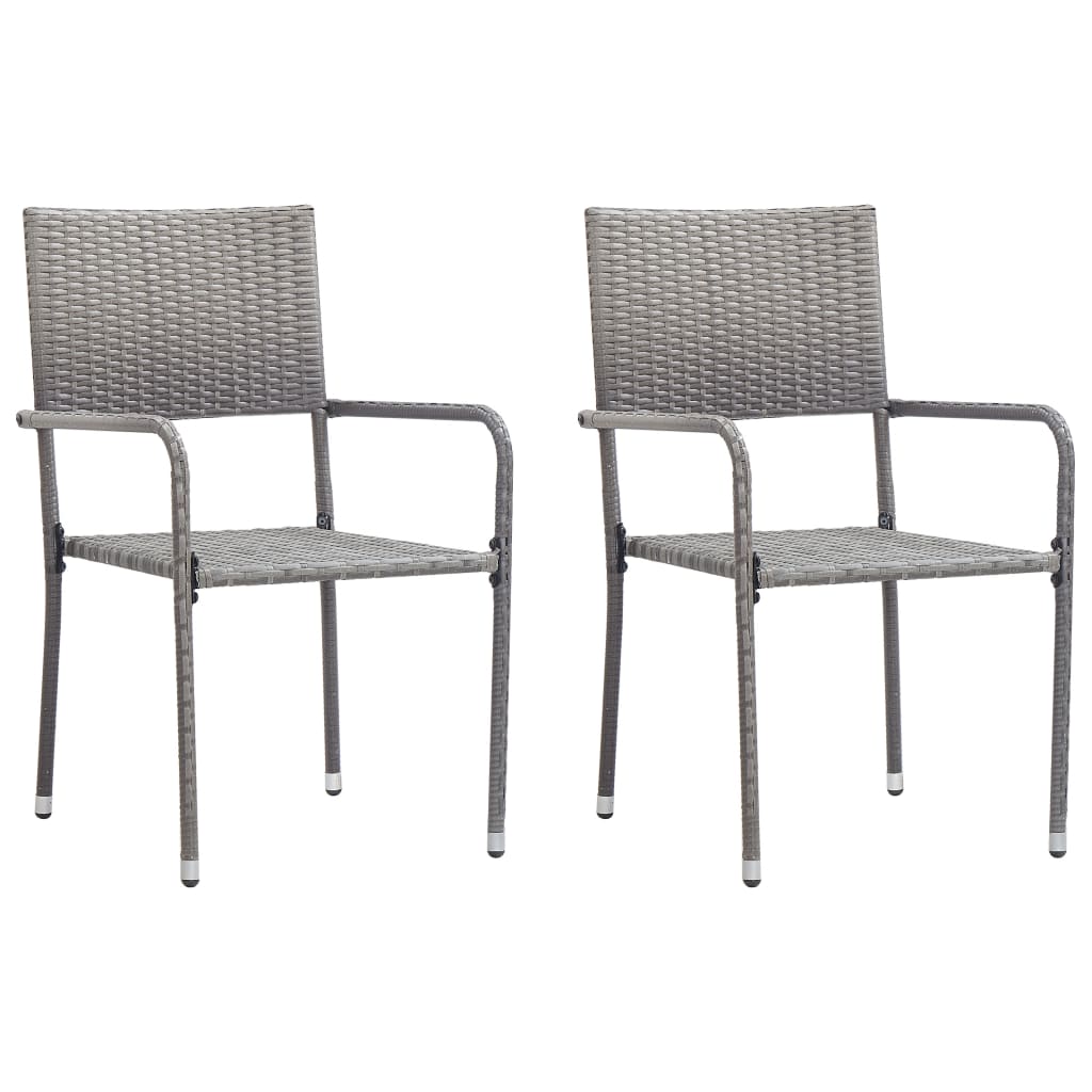 Outdoor Dining Chairs 2 pcs Poly Rattan Grey