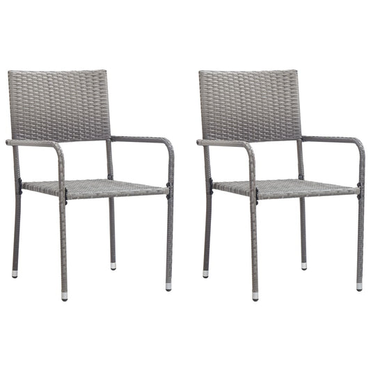 Outdoor Dining Chairs 2 pcs Poly Rattan Grey