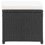 Garden Stools 2 pcs with Cushions Poly Rattan Black