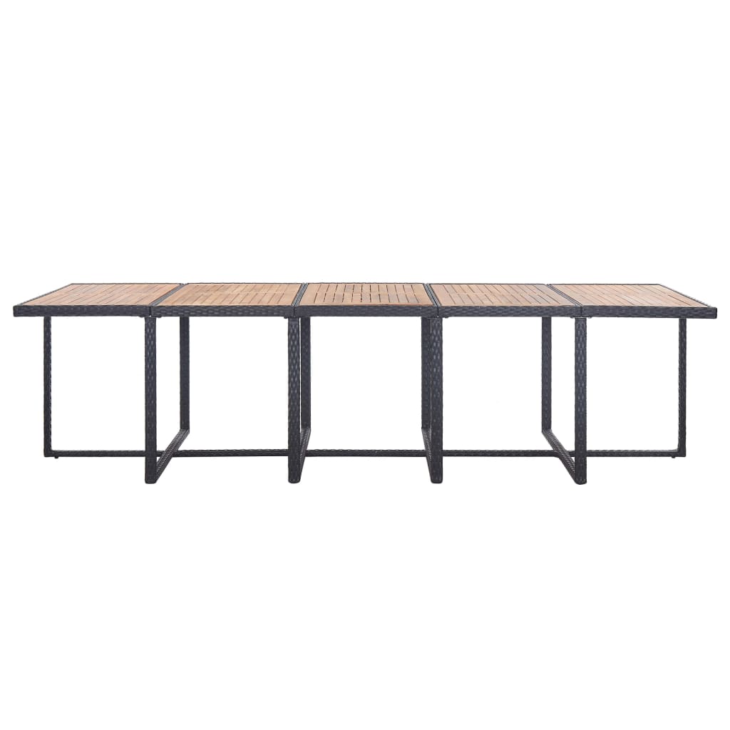 15 Piece Outdoor Dining Set with Cushions Poly Rattan Black
