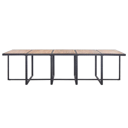 15 Piece Outdoor Dining Set with Cushions Poly Rattan Black