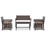 4 Piece Garden Lounge Set with Cushion Poly Rattan Brown