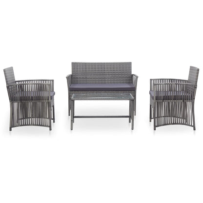 4 Piece Garden Lounge Set with Cushion Poly Rattan Anthracite