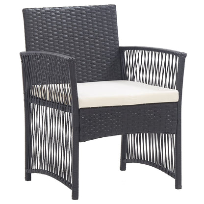Garden Armchairs with Cushions 2 pcs Black Poly Rattan - 55.5×58×76cm