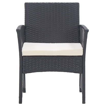 Garden Armchairs with Cushions 2 pcs Black Poly Rattan - 55.5×58×76cm