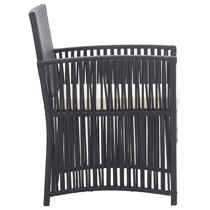 Garden Armchairs with Cushions 2 pcs Black Poly Rattan - 55.5×58×76cm
