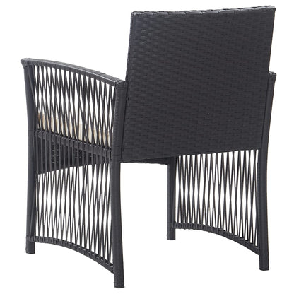 Garden Armchairs with Cushions 2 pcs Black Poly Rattan - 55.5×58×76cm