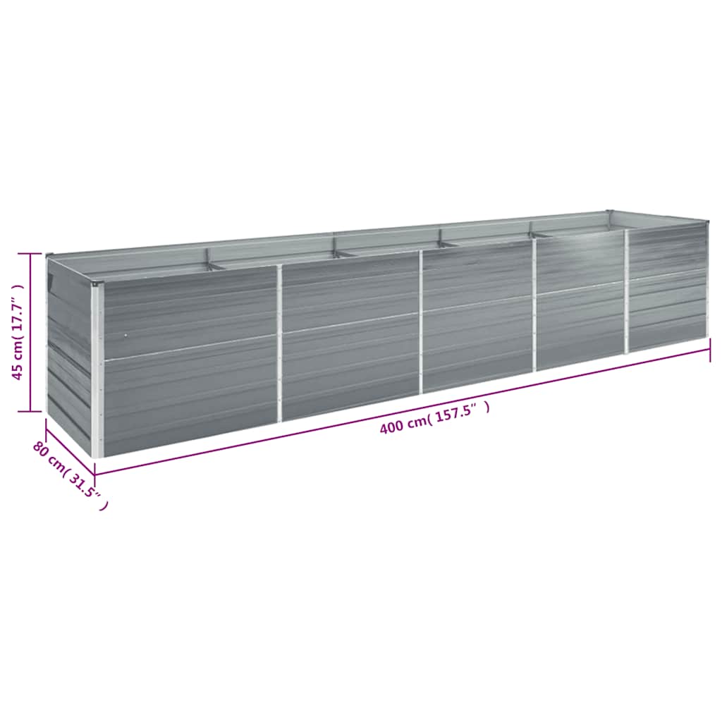 Galvanised Steel Raised Garden Bed 400x80cm | HomeAndLiving