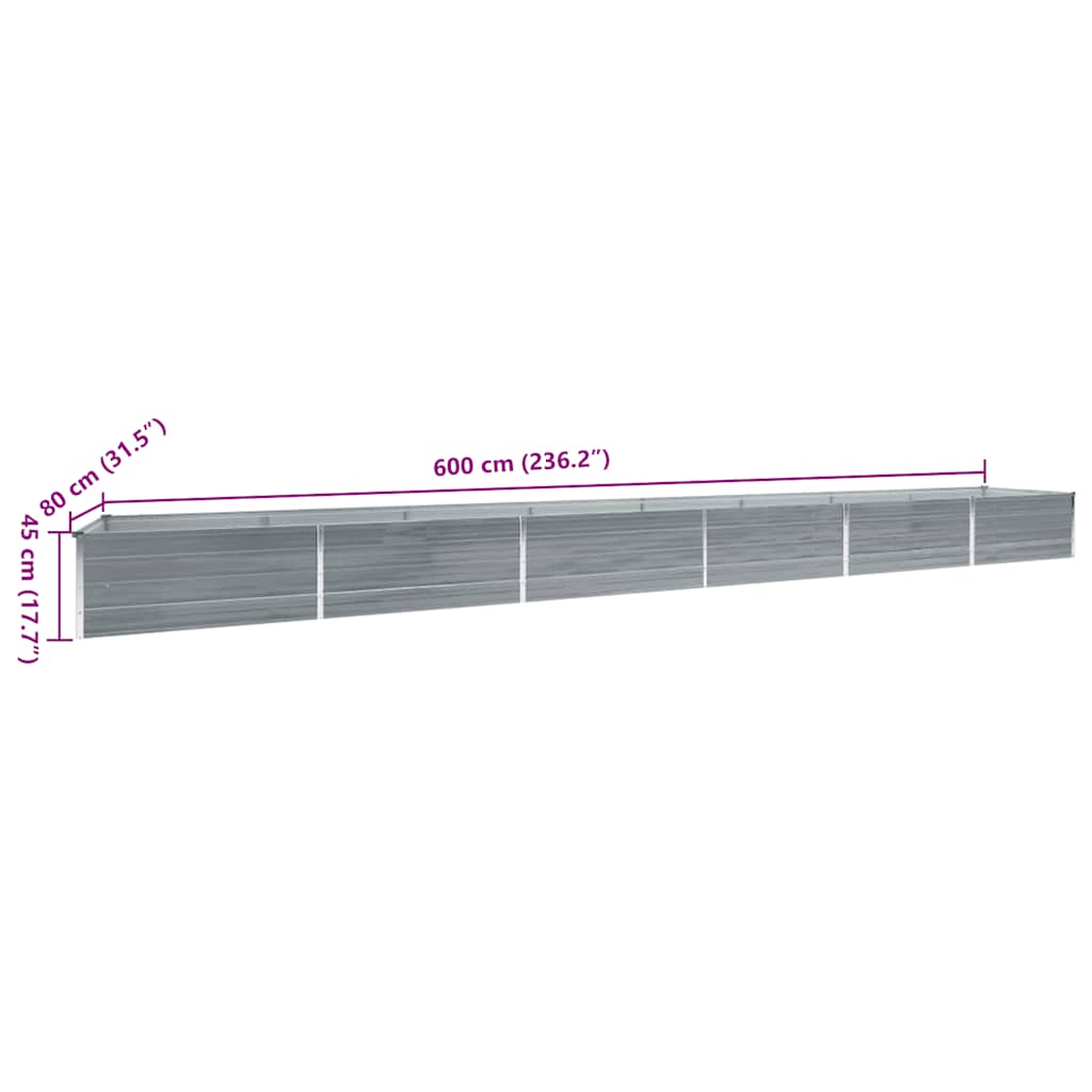6m Galvanised Steel Raised Garden Bed 600x80cm | HomeAndLiving