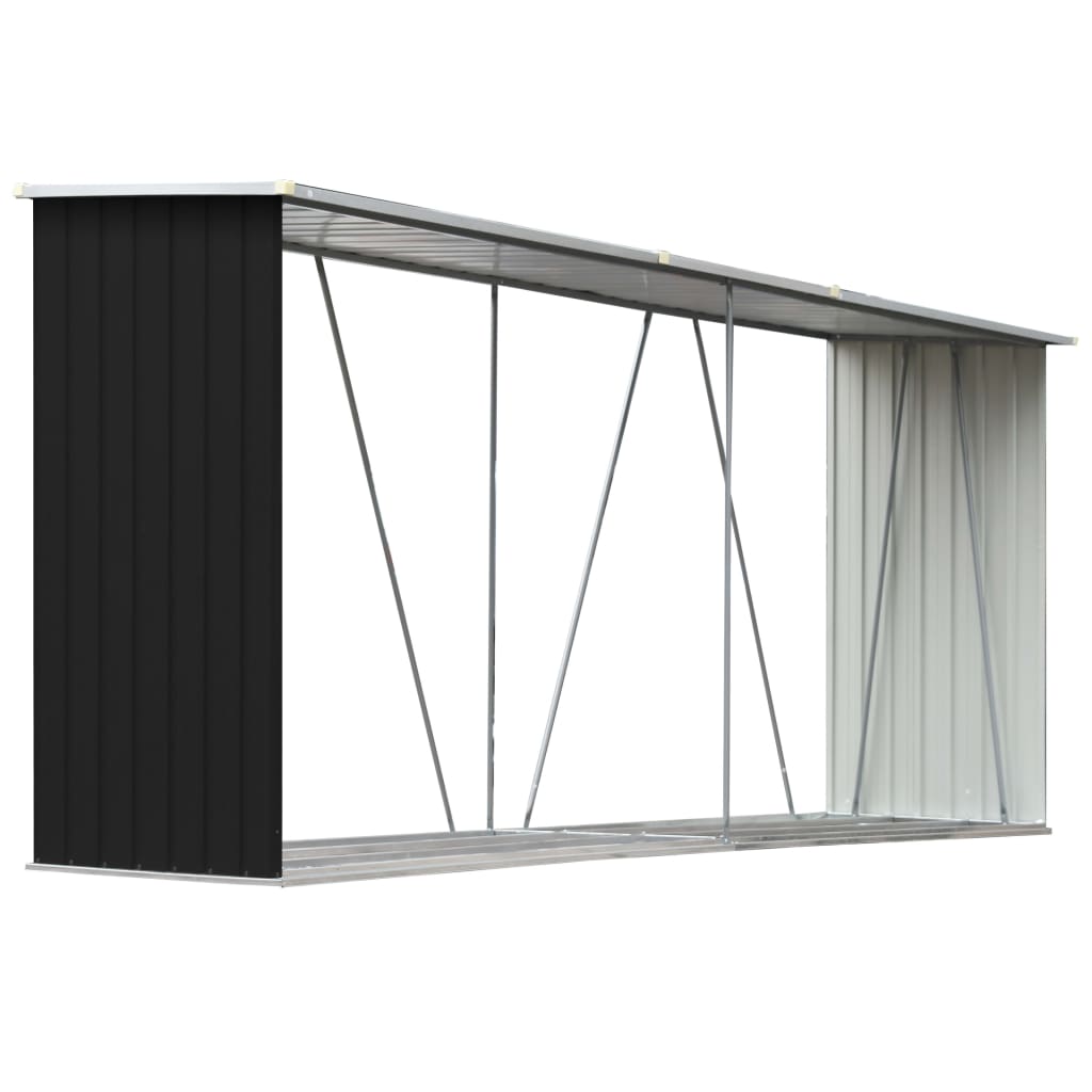 Garden Log Storage Shed Galvanised Steel Anthracite