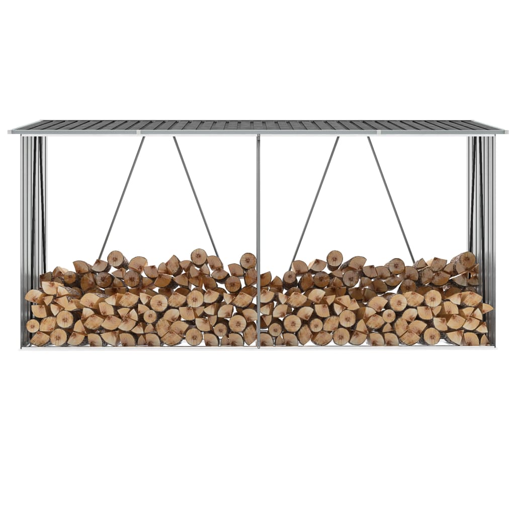 Garden Log Storage Shed Galvanised Steel Anthracite