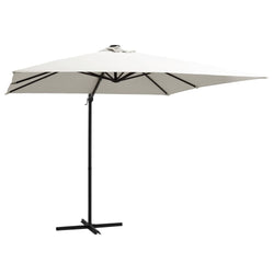 Cantilever Umbrella with LED lights and Steel Pole 250x250 cm Sand